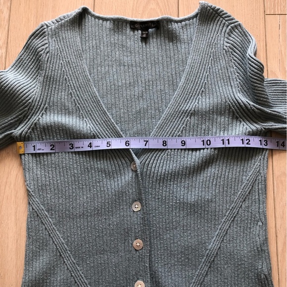 Dynamite Ribbed Shell Button Cardigan in Light Blue - Picture 7 of 9